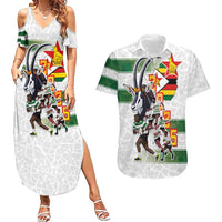 Custom Zimbabwe Rugby The Champions 2025 Couples Matching Summer Maxi Dress and Hawaiian Shirt Warriors Sable Antelope - Wonder Print Shop