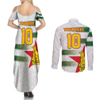 Custom Zimbabwe Rugby The Champions 2025 Couples Matching Summer Maxi Dress and Long Sleeve Button Shirt Warriors Sable Antelope - Wonder Print Shop