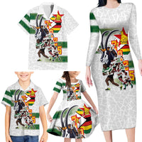 Custom Zimbabwe Rugby The Champions 2025 Family Matching Long Sleeve Bodycon Dress and Hawaiian Shirt Warriors Sable Antelope - Wonder Print Shop