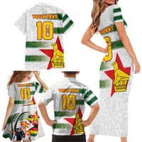 Custom Zimbabwe Rugby The Champions 2025 Family Matching Short Sleeve Bodycon Dress and Hawaiian Shirt Warriors Sable Antelope - Wonder Print Shop
