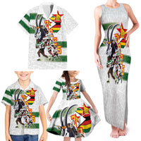 Custom Zimbabwe Rugby The Champions 2025 Family Matching Tank Maxi Dress and Hawaiian Shirt Warriors Sable Antelope - Wonder Print Shop
