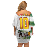 Custom Zimbabwe Rugby The Champions 2025 Off Shoulder Short Dress Warriors Sable Antelope - Wonder Print Shop