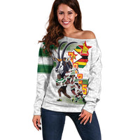 Custom Zimbabwe Rugby The Champions 2025 Off Shoulder Sweater Warriors Sable Antelope - Wonder Print Shop