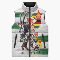 Custom Zimbabwe Rugby The Champions 2025 Sleeveless Puffer Jacket Warriors Sable Antelope - Wonder Print Shop