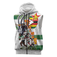 Custom Zimbabwe Rugby The Champions 2025 Sleeveless Zip Hoodie Warriors Sable Antelope - Wonder Print Shop