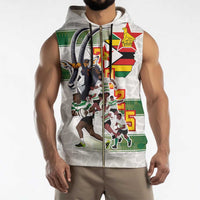 Custom Zimbabwe Rugby The Champions 2025 Sleeveless Zip Hoodie Warriors Sable Antelope - Wonder Print Shop