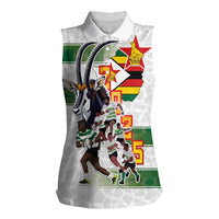 Custom Zimbabwe Rugby The Champions 2025 Women Sleeveless Polo Shirt Warriors Sable Antelope - Wonder Print Shop