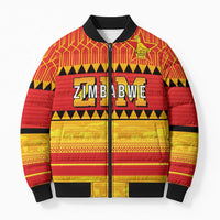 Custom Zimbabwe Cricket Bomber Puffer Jacket African Heritage Stripes Style - Wonder Print Shop