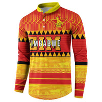 Custom Zimbabwe Cricket Button Sweatshirt African Heritage Stripes Style - Wonder Print Shop