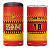 Custom Zimbabwe Cricket 4 in 1 Can Cooler Tumbler African Heritage Stripes Style - Wonder Print Shop