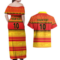 Custom Zimbabwe Cricket Couples Matching Off Shoulder Maxi Dress and Hawaiian Shirt African Heritage Stripes Style - Wonder Print Shop