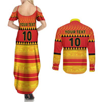 Custom Zimbabwe Cricket Couples Matching Summer Maxi Dress and Long Sleeve Button Shirt African Heritage Stripes Style - Wonder Print Shop