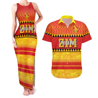 Custom Zimbabwe Cricket Couples Matching Tank Maxi Dress and Hawaiian Shirt African Heritage Stripes Style - Wonder Print Shop