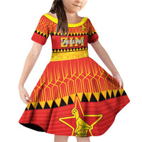 Custom Zimbabwe Cricket Family Matching Off Shoulder Short Dress and Hawaiian Shirt African Heritage Stripes Style - Wonder Print Shop