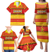 Custom Zimbabwe Cricket Family Matching Puletasi and Hawaiian Shirt African Heritage Stripes Style - Wonder Print Shop