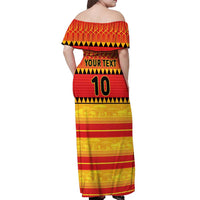 Custom Zimbabwe Cricket Off Shoulder Maxi Dress African Heritage Stripes Style - Wonder Print Shop