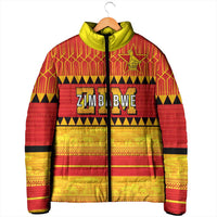 Custom Zimbabwe Cricket Padded Jacket African Heritage Stripes Style - Wonder Print Shop