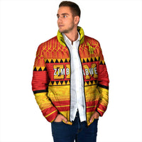 Custom Zimbabwe Cricket Padded Jacket African Heritage Stripes Style - Wonder Print Shop