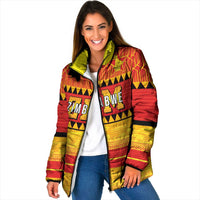 Custom Zimbabwe Cricket Padded Jacket African Heritage Stripes Style - Wonder Print Shop