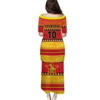 Custom Zimbabwe Cricket Puletasi African Heritage Stripes Style - Wonder Print Shop