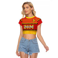Custom Zimbabwe Cricket Raglan Cropped T Shirt African Heritage Stripes Style - Wonder Print Shop