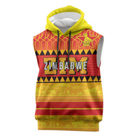Custom Zimbabwe Cricket Sleeveless Hoodie African Heritage Stripes Style - Wonder Print Shop