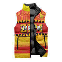 Custom Zimbabwe Cricket Sleeveless Puffer Jacket African Heritage Stripes Style - Wonder Print Shop