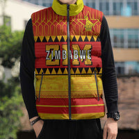 Custom Zimbabwe Cricket Sleeveless Puffer Jacket African Heritage Stripes Style - Wonder Print Shop