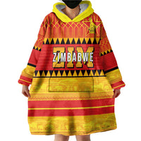 Custom Zimbabwe Cricket Wearable Blanket Hoodie African Heritage Stripes Style - Wonder Print Shop