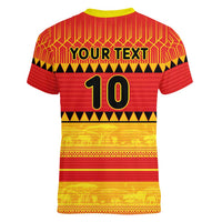 Custom Zimbabwe Cricket Women V-Neck T-Shirt African Heritage Stripes Style - Wonder Print Shop