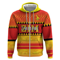 Custom Zimbabwe Cricket Zip Hoodie African Heritage Stripes Style - Wonder Print Shop