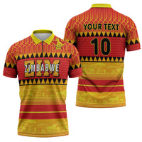 Custom Zimbabwe Cricket Zipper Polo Shirt African Heritage Stripes Style - Wonder Print Shop