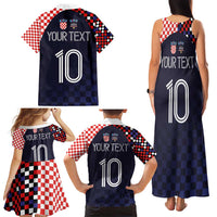 Custom Croatia Football Go Checkered Ones Family Matching Tank Maxi Dress and Hawaiian Shirt