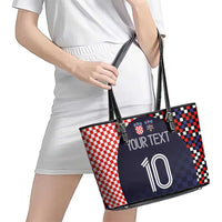 Custom Croatia Football Go Checkered Ones Leather Tote Bag