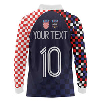 Custom Croatia Football Go Checkered Ones Long Sleeve Polo Shirt
