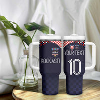 Custom Croatia Football - Go Checkered Ones Tumbler With Handle - Wonder Print Shop