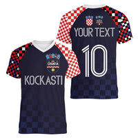 Custom Croatia Football Go Checkered Ones Women V-Neck T-Shirt - Wonder Print Shop