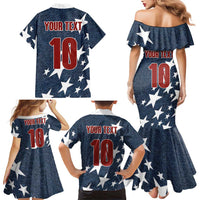 Custom United States Soccer Family Matching Mermaid Dress and Hawaiian Shirt Retro 1994 Denim Style