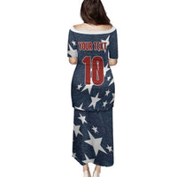 Custom United States Soccer Family Matching Puletasi and Hawaiian Shirt Retro 1994 Denim Style