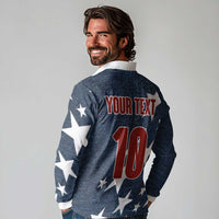 Custom United States Soccer Long Sleeve Polo Shirt Retro 1994 Denim Style