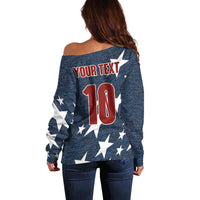 Custom United States Soccer Off Shoulder Sweater Retro 1994 Denim Style