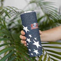 Custom United States Soccer Skinny Tumbler Retro 1994 Denim Style - Wonder Print Shop