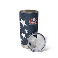 Custom United States Soccer Tumbler Cup Retro 1994 Denim Style - Wonder Print Shop