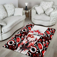 Canada Day Area Rug The Forest Moose and Maple Leaves-Haida Pattern