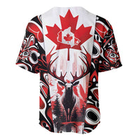 Canada Day Baseball Jersey The Forest Moose and Maple Leaves-Haida Pattern