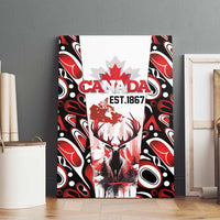 Canada Day Canvas Wall Art The Forest Moose and Maple Leaves-Haida Pattern