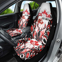 Canada Day Car Seat Cover The Forest Moose and Maple Leaves-Haida Pattern