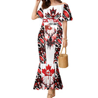 Canada Day Family Matching Mermaid Dress and Hawaiian Shirt The Forest Moose and Maple Leaves-Haida Pattern