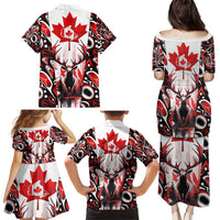 Canada Day Family Matching Puletasi and Hawaiian Shirt The Forest Moose and Maple Leaves-Haida Pattern