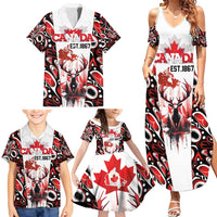 Canada Day Family Matching Summer Maxi Dress and Hawaiian Shirt The Forest Moose and Maple Leaves-Haida Pattern